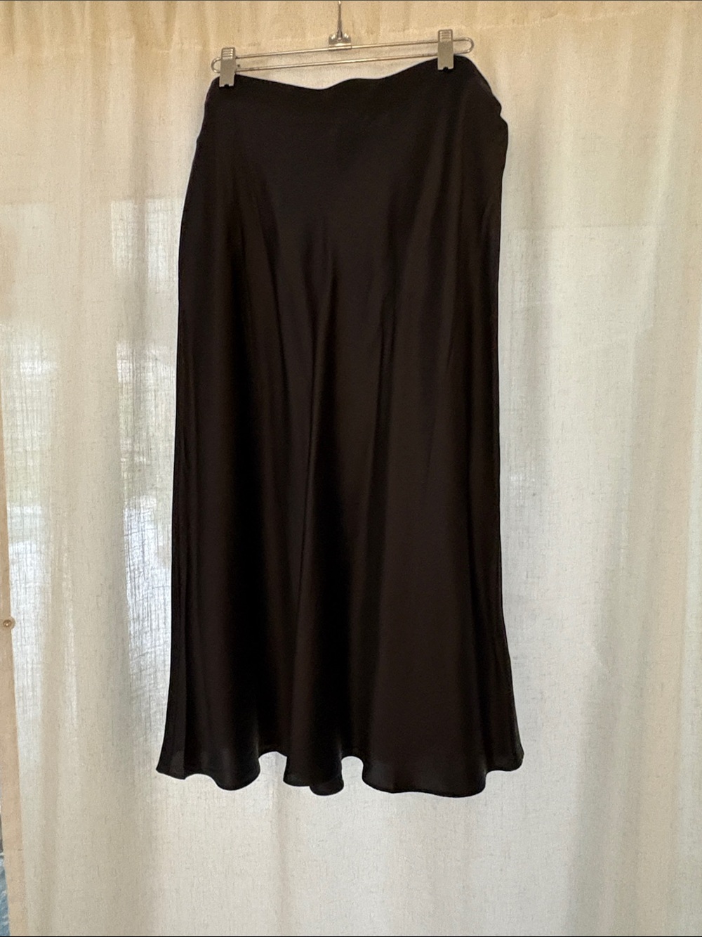 Quince Black Satin Midi Slip Skirt